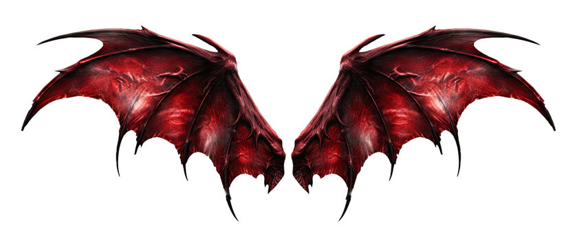 Demon wings isolated on transparent background - Generative AI