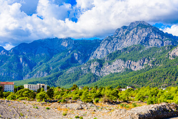Naklejka na ściany i meble View on Taurus mountains not far from the city Kemer. Antalya province, Turkey
