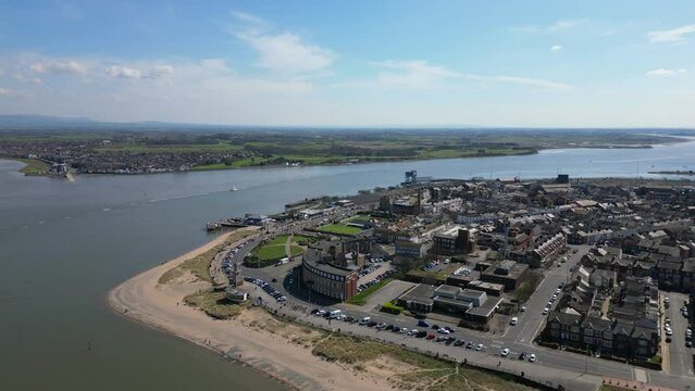 Towns at river Wyre mouth at Fleetwood and Knott End Lancashire UK