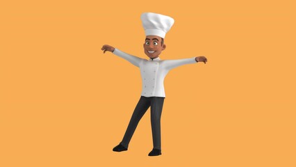 Fun 3D cartoon chef dancing (with alpha channel included)