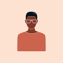 Faceless human avatar. African man with glasses vector illustration. EPS 10