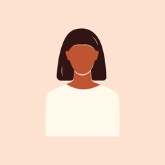 Faceless female avatar. African woman vector illustration. EPS 10