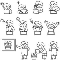 タブレットを使って学習をする小学生の男の子