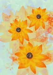 Abstract background with yellow  flowers