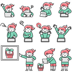 Fototapeta premium タブレットを使って学習をする小学生の女の子