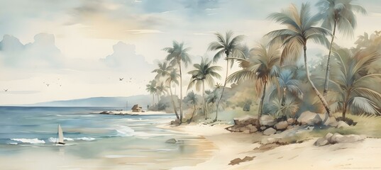Obraz na płótnie Canvas Serene beach -- Generate AI