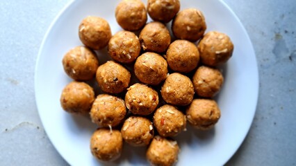 Healthy fenugreek or methi laddu, laddo or laddoo or sweet mithai balls for immunity booster in winters