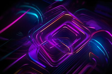 Pointy Neon Art in Ultraviolet Spectrum - Abstract Wallpaper on Black Background
