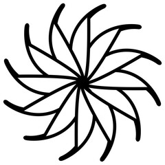 Sun or flower shape outline isolated on white. Circular shape with petals. Clipart.