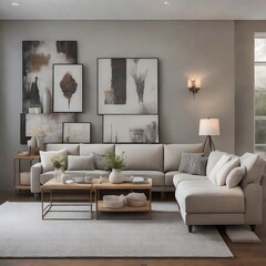 modern living room with art photo, generative ai