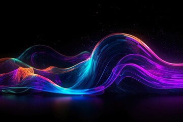 Curvy Neon Art in Ultraviolet Spectrum - Abstract Wallpaper on Black Background
