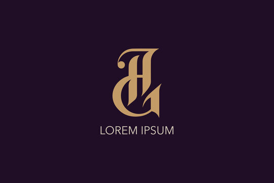 GH modern typography luxury logo design, gh luxury logo, gh lettering, gh golden logo