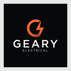 G Letter Logo Design With Lighting Thunder Bolt. Electric Bolt Letter Logo Vector Illustration.