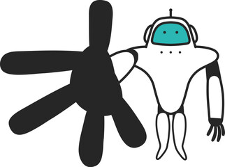 握手を求めるAI人工知能ロボット　イラスト素材
