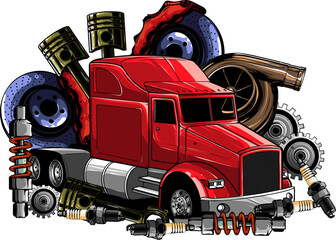 Auto Care Truck Repair Logo Design Template - 591479376