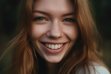 Portrait of a smiling woman. AI