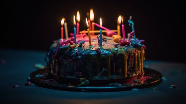 Scary cyberpunk Cakes with Candles , good for halloween birthdays or related themes