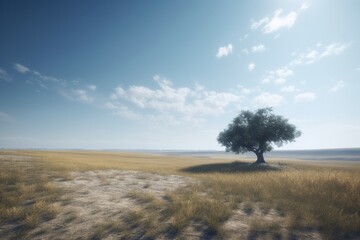 A minimalist landscape with a vast, open plain, Generative AI