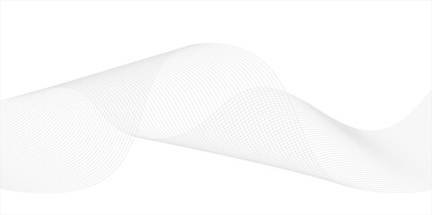 Abstract grey wave lines on transparent background. Technology, data science, geometric border pattern. Isolated on white background. Vector illustration. 