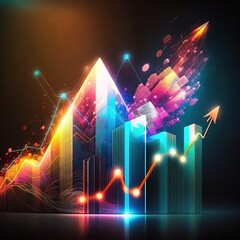 graph chart and analyzes growth achievement diagram data trading and exchange, stock market, investment, banking, and financial growth dynamics. generative ai