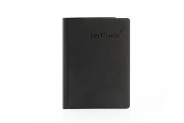 close up of a blank velour fluffy notebook on white background with clipping path