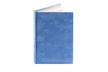 close up of a blank velour fluffy notebook on white background with clipping path