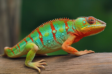 Obraz premium Colourful Cameleon | Generative Ai