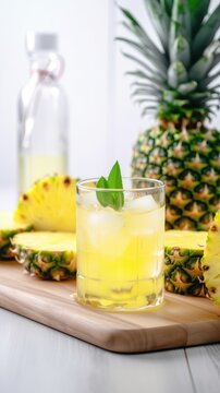Pineapple cocktail. Summer refreshing tropical drink. Generative AI