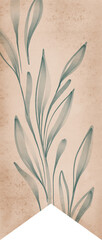 Vintage Scrapbook floral bookmark. Old grunge paper label for planner, notebook, journal
