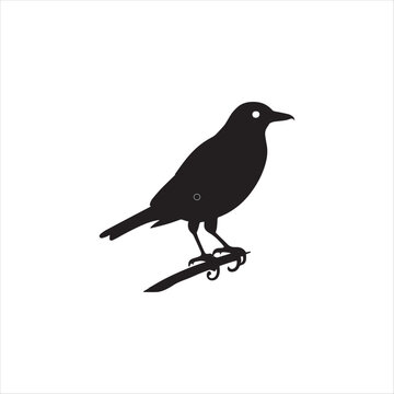  A sitting bird silhouette vector art.