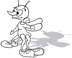 Drawing of a Four-legged Funny Beetle with Wings