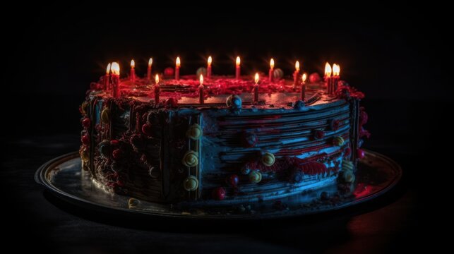 Scary cyberpunk Cakes with Candles , good for halloween birthdays or related themes