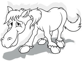 Drawing of a Standing Horse with Bowed Head