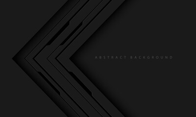 Abstract black arrow cyber line circuit direction geometric on grey blank space futuristic technology design modern vector