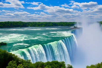 photographie professionnelle panoramique à long terme des chutes du Niagara, côté américain, point de vue parfait, generative ai