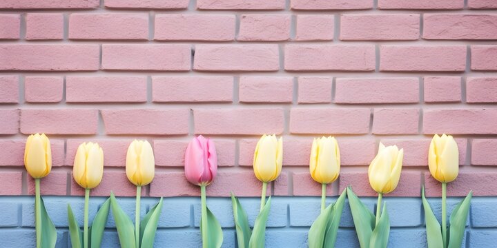 "Blushing Tulip on a Pastel Pink Wall" / Background Design / Generative AI Artwork