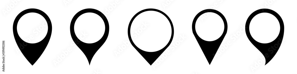 Poster Set pin map marker pointer icon, GPS location flat symbols – stock vector