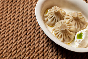 Khinkali with lamb and spices