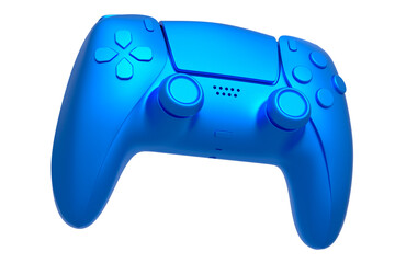 Realistic video game joystick with blue chrome texture isolated on white © Vasyl Onyskiv