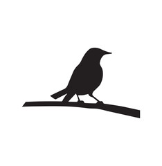 One sitting bird silhouette vector art.