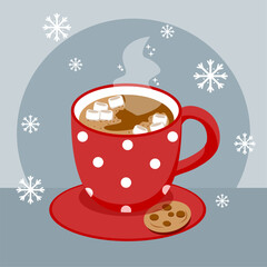 Cup of cocoa with marshmallow vector illustration