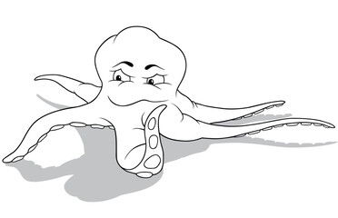 Drawing of an Octopus with Long Slender Tentacles