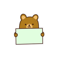 Brown bear holding announcement board