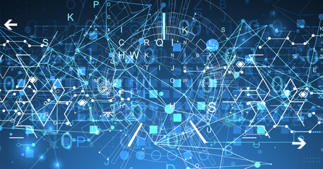 Abstract technology concept with plexus effect.