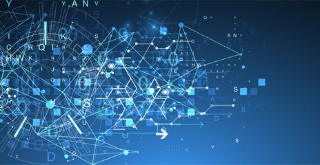 Abstract technology concept with plexus effect.