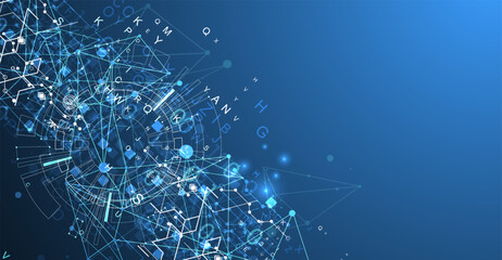 Abstract technology concept with plexus effect.