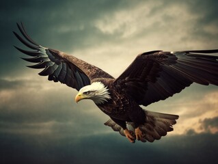 Naklejka premium A majestic eagle soaring high in the sky