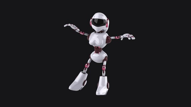Fun 3D cartoon robot dancing (with alpha channel included)