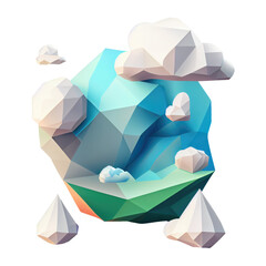 meteorology symbols cloudy weather overcast 3d icon polygon style isolated background transparent png. Generative ai
