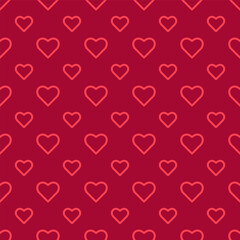 Love romantic theme. Vector abstract texture with small linear hearts. Stylish minimal design for wrapping fabric cloth print wedding decor. Valentines day pattern Textile swatch Red Heart Vivid red